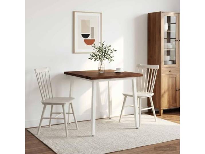 Moderner Esstisch, 70 x 70 x 75 cm, Akazienholz, massiv, Dunkelbraun Rechteckige Form, Beine aus verzinktem Stahl, rutschfestes Zubehör, nur für den Innenbereich, klares Design