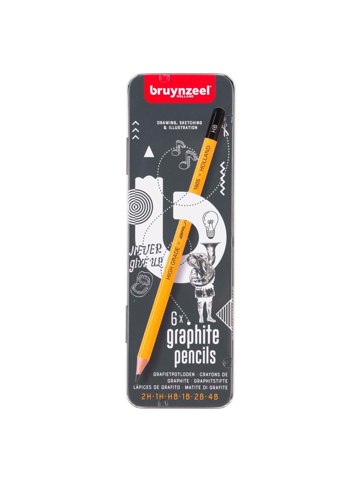Bruynzeel Teens Burotek Tin 6 Graphite Pencils