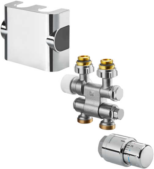 Oventrop Anschlussset 1184235 schwenkbar, verchromt, für Multiblock TFU/Uni SH