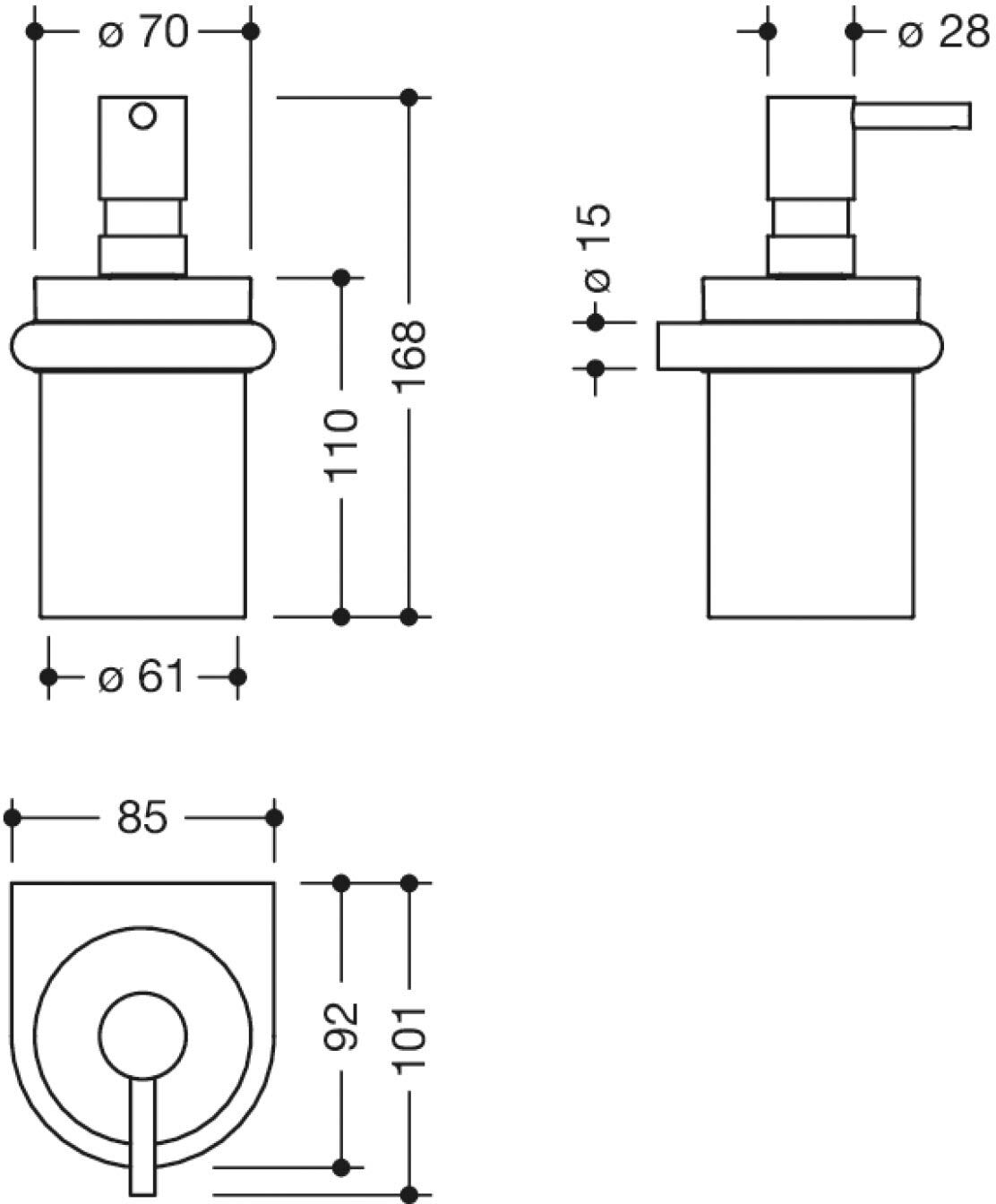 HEWI Serie 480 Seifen- oder Desinfektionsmittelspender mit Halter
