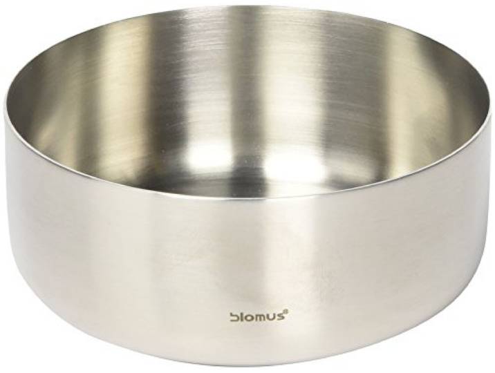 blomus -BASIC- Snackschale M aus mattiertem Edelstahl, Servierschale Dip-Schale, Deko-Schüssel für Dessert, Obst, Sauce für Beilage, spülmaschinengeeignet (H / B / T: 4 x 10 x 10 cm, Edelstahl, 63634)