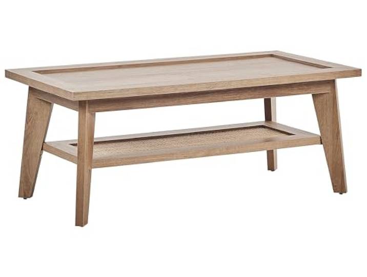 Beliani Couchtisch Braun Faserplatte Rechteckig Heller Holzfarbton Holzwerkstoff, Rustikal, Laminiert, Belastbarkeit 10 kg, 50 x 100 x 40 cm