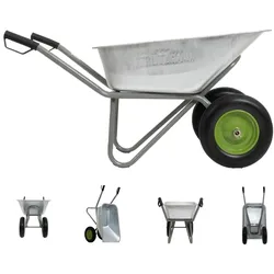 2-Rad Schubkarre verzinkt 110L Gartenkarre Baukarre kippsicher PU Räder panne...
