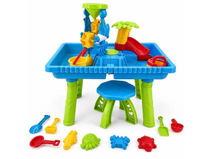 Relaxdays Table de jeu d'eau avec tabouret