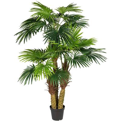 Kunstpalme CREATIV GREEN "Fächerpalme", grün, H:185cm, Kunststoff, Kunstpflanzen, im Kunststofftopf