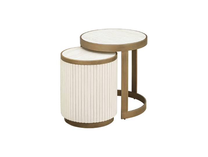 Design Keramik Beistelltisch Set „Tivoli“ , 2-teilig Weiß Richmond Interiors
