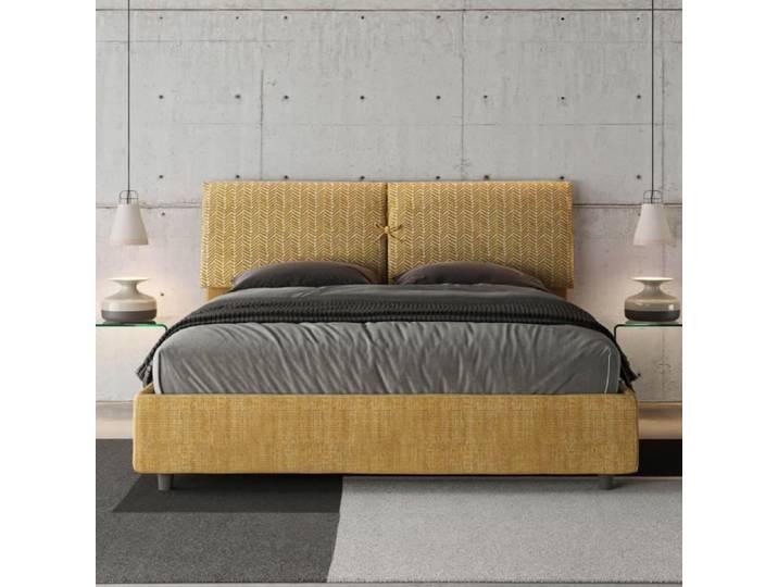 Lit double Mados - Giada - Modèle Giada 3 Aragona 3 - 160x200 cm - Tête de lit rembourrée - Confort optimal