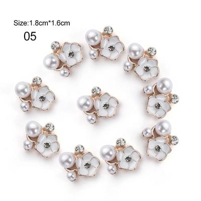 Rhinestone Pearl Flower Buttons Set Wedding DIY Craft Embellishments 05