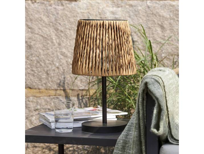 STAR TRADING LED-Solar-Tischlampe Cesta 48cm braun/schwarz Plastik/Metall, braun / rost, Metall, Modern, Solarleuchte