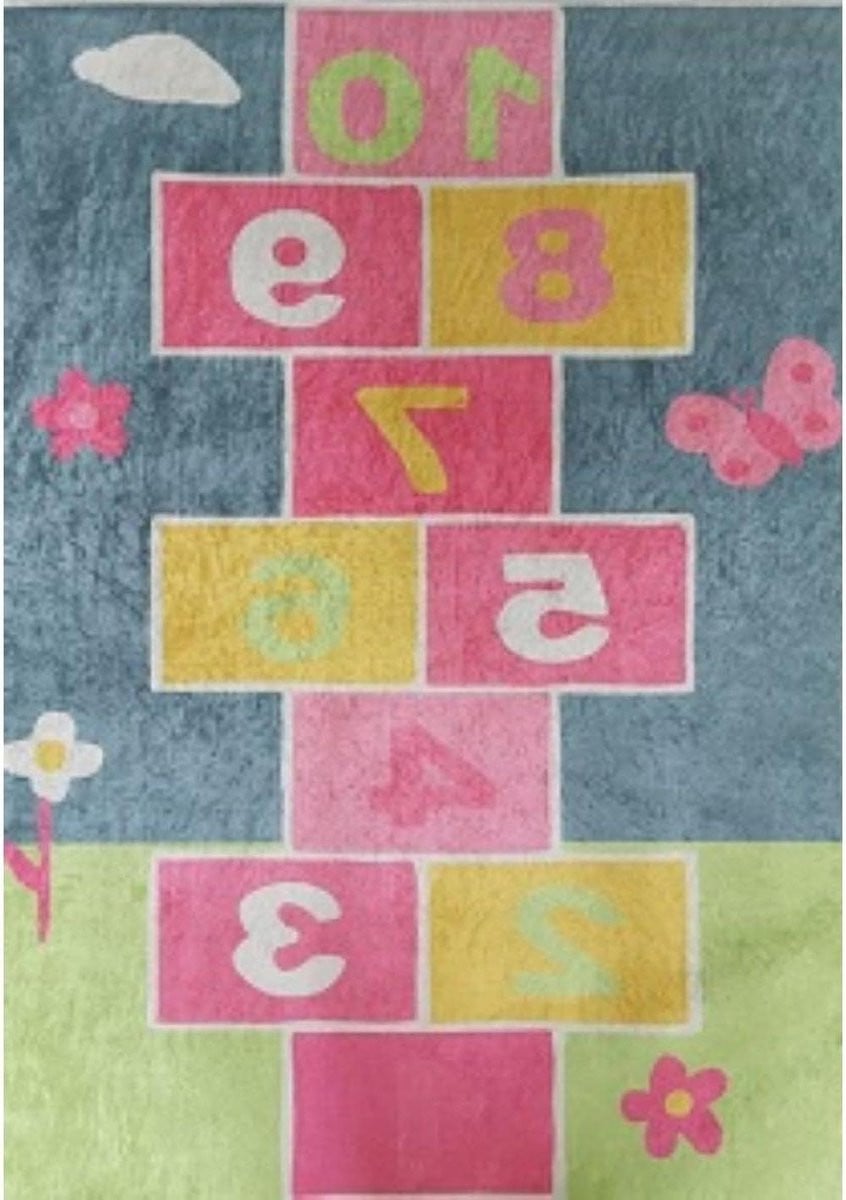 Meerkleurig textiel vloerkleed voor de kinderkamer, rechthoekig, 100 x 150 cm