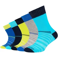 5er Pack camano Mesh Ventilation Crew Socken Kinder 6260 - blue atoll 27-30
