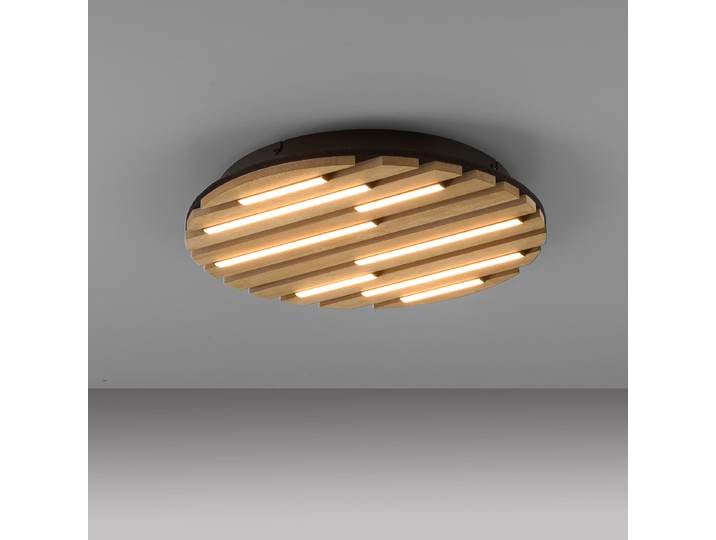 Plafonnier LED Q- rond Ø 38cm Bois Aluminium / fer, laqué Chêne, brut Polycarbonate LED Module LED