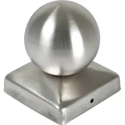 Pfostenabdeckung aus Metall 9 x 9 cm Kugel Edelstahl