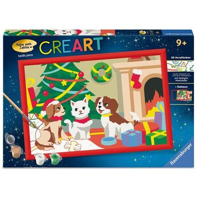 CreArt, Malen nach Zahlen Kinder - Pfoten-Weihnachten