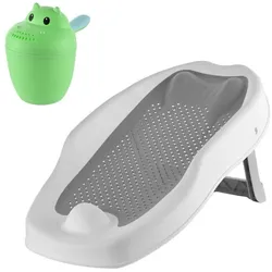Relaxdays Baby-Badehilfe Set mit Haarwaschbecher Weiß,Grau,Grün