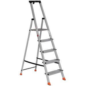 Euroline Stehleiter Nr. 22578, 2257805, mit Plattform, aus Aluminium, bis 150kg, mit 5 Stufen à 12,5cm Tiefe