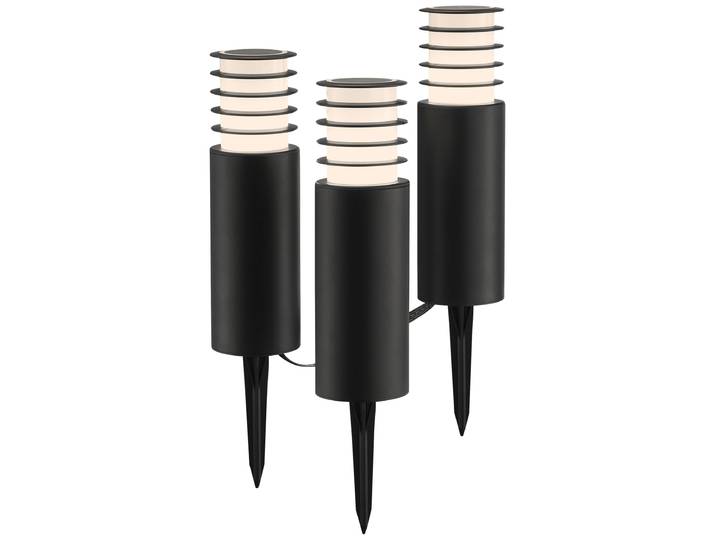 Brilliant G40910/06 Carosu - Lot de 3 lampes d'extérieur sur piquet\, en plastique noir\, LED intégrées
