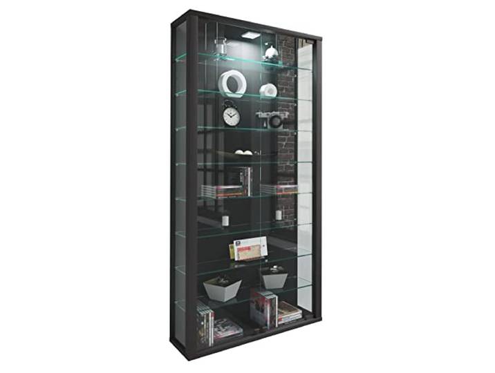 VCM Standvitrine Schwarz 59x18x113 cm 2 Türen 9 Fächer Glas Holzwerkstoff Vorführfläche für Sammlungen - geeignet zum geschützten Aufbewahren - für Ausstellende und Sammler - vielseitig einsetzbar
