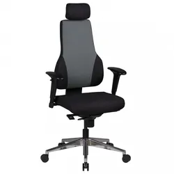 KADIMA DESIGN Bürostuhl QENTIN schwarz/grau Schreibtischstuhl Stoffbezug Chefsessel Drehstuhl Synchronmechanik