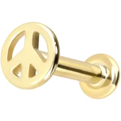 14 Karat Gold Labret mit Push Fit PEACE-ZEICHEN