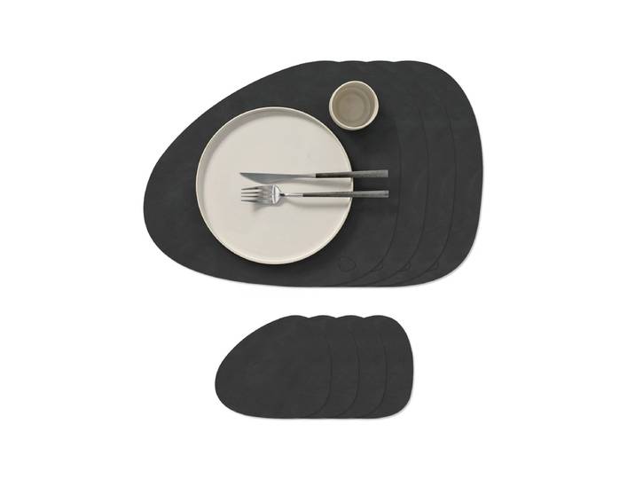 Lind DNA - Geschenkset Curve L, Nupo schwarz (4 Tischsets + 4 Glasuntersetzer)