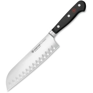 Wüsthof Santokumesser Classic 1040131317, 17 cm Edelstahlklinge mit Kullenschliff, Kunststoffgriff