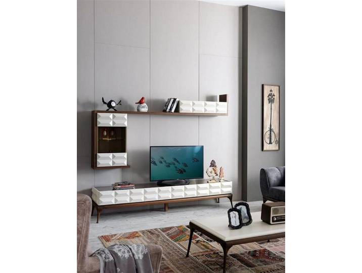Xlmoebel Sideboard Wohnwand in Weiß mit Stauraum für TV und Dekoration (Sideboard + Wandschrank, Sideboard + Wandschrank), Hergestellt in Europa