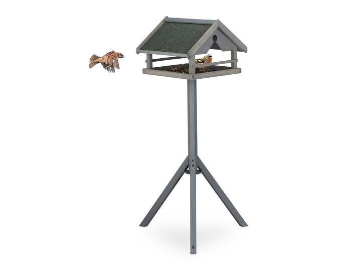 Graues Vogelfutterhaus mit Ständer Dunkelgrün-Grau
