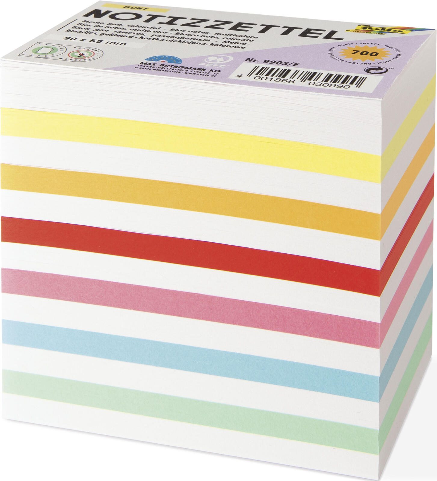 folia Notizzettel lose 5.5 cm x 9 cm farbsortiert 9905/E