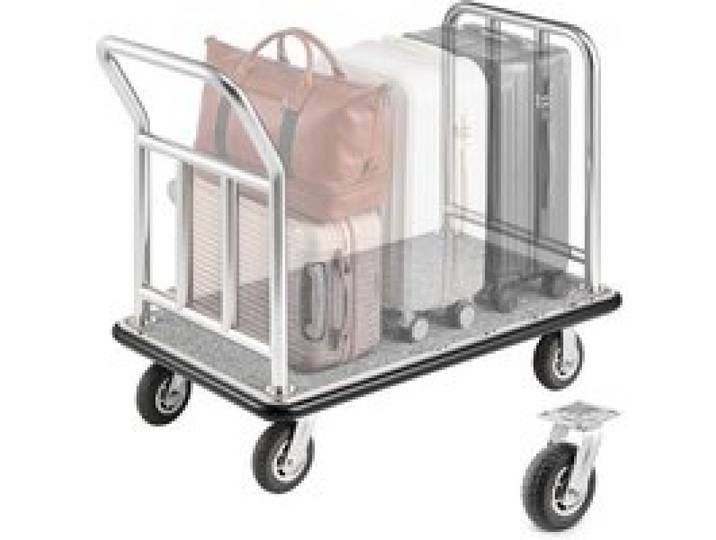 VEVOR Hotelgepäckwagen, 340 kg Tragkraft, Plattformwagen mit abnehmbarem Vorderrahmen, Parkservicewagen mit Teppichboden & 15 cm großen Gummirädern, ideal für Hotels, Eigentumswohnungen, Resorts