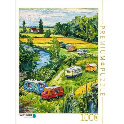 CALVENDO Puzzle Wohnwagenidylle in Holland auf einer Wiese | 1000 Teile Lege-Größe 64x48cm Foto-Puzzle für glückliche Stunden