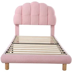 Merax 90x200cm Einzelbett, Polsterbett, Holzlattenrost, Kreisvlies, Rosa