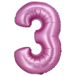 XL Folienballon pink matt Zahl 3