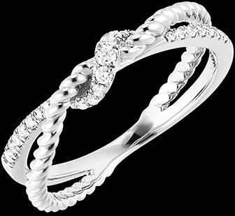 Edenly FraÃ®cheur Ring - Goldene Schleife - 9 Karat WeiÃŸgold mit Diamanten
