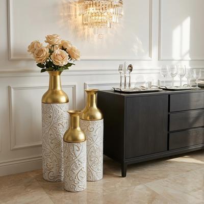 Kodotan sofa Metal vases Floor vases, tall home decor metal vases, a set of 3 large glazed decorative vases for wedding decoration, elegant