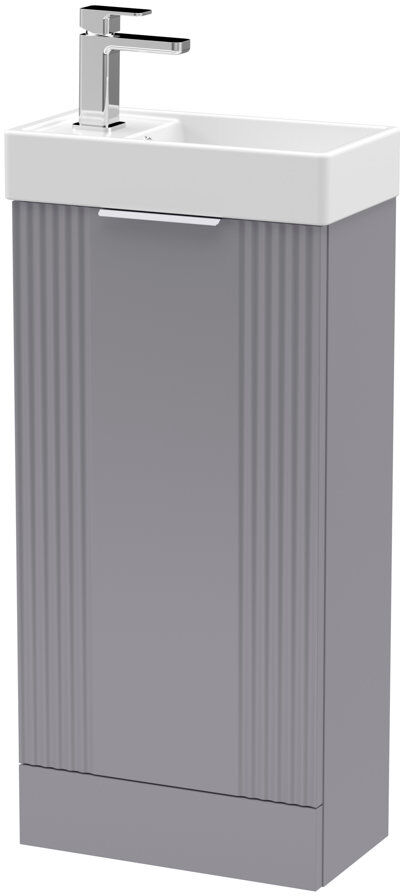 Nuie Deco Compact 400mm Single Bathroom Vanity with Drop In Vitreous China Basin Satin Grey 400mm W