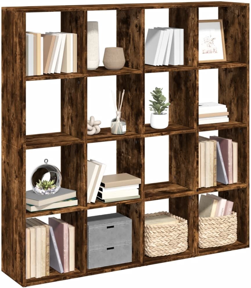 vidaXL Estantería madera de ingeniería roble ahumado 137,5x29x137,5 cm Marrón