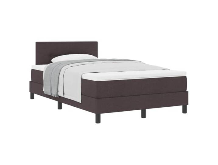 PUGYNBK Boxspringbett, 120 x 200 cm, Dunkelbraun Mit Stoff bezogen, verstellbares Kopfteil, mit Schaumstoffmatratze und Federn