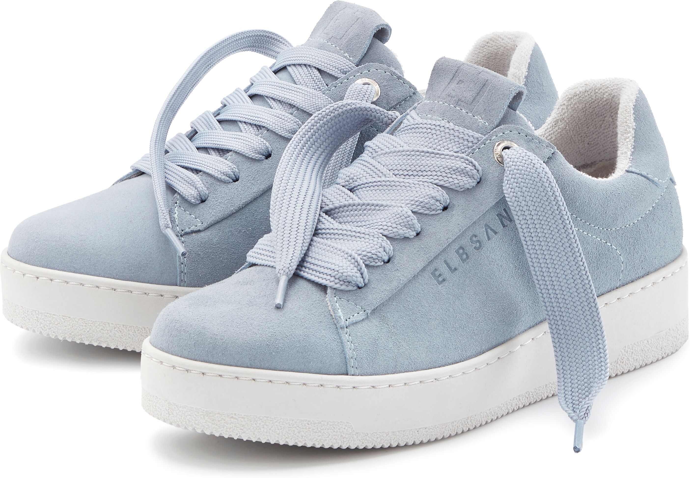 Sneaker ELBSAND "Freizeitschuh, Lederschuh, Ledersneaker, Turnschuh, Schnürschuhe", Damen, Gr. 40, blau, Obermaterial: 100% Rindsleder. Decksohle: 100% Textilmaterial. Futter: 100% Textilmaterial. Laufsohle: 100% Synthetik, unifarben, Basic, Schuhe Sneake
