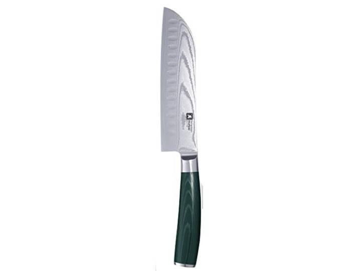 RICHARDSON SHEFFIELD MIDORI, großes Santokumesser mit Damaststahl-Klinge, japanische Klinge aus 67 Lagen Damaszener-Stahl, Micarta Holzgriff dunkelgrün, Klinge: 17,5 cm, Damast Küchenmesser
