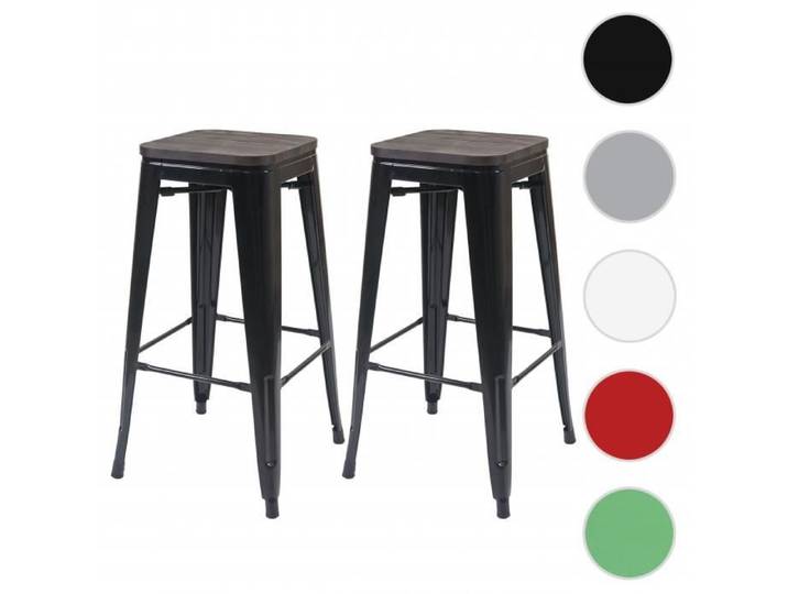 2x tabouret de bar HWC-A73 avec siège en bois chaise bar comptoir style industriel empilable ~ vert