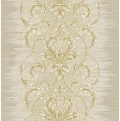 Seabrook Designs Ombre Stripes & Scrolls Unpasted Wallpaper