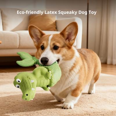 PetsAreLife Squeaky Alligator Dog Toy, Natural Latex Chew Resistant Design, Teeth Cleaning Fun, For Small Medium Dogs Play Squeaky Alligator Dog Toy, Natural Latex Chew Resistant Design, Teeth Cleaning Fun, For Small Medium Dogs Play