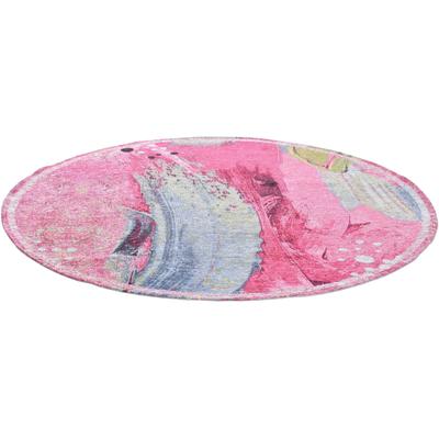 Teppich GINO FALCONE "Cosima-111", rosa, B:160cm H:3mm L:160cm Ø:160cm, Polyester, Teppiche, Teppich, Flachgewebe, mit Chenillegarn, modernes Design, auch in rund