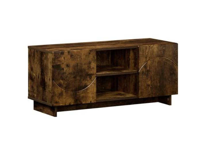 HGFDVCMR TV-Lowboard 90x34,5x40 cm Fernsehtisch Räuchereiche Holzwerkstoff Kompakter Medienschrank mit 2 Türen für Wohnzimmer & Schlafzimmer, hält Ihre Geräte ordentlich und vor Staub geschützt.