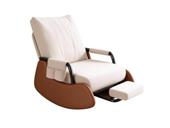 Kord Schaukel-Liegesessel mit Seitentaschen & Fußhocker Weicher Schaukel-Liegesessel aus Kord, Glider Rocker mit Tasche und abnehmbarem Fußhocke