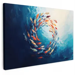 LEINWANDBILD Meer - Fische - Bunt - Dynamisch Groß 140x90 cm