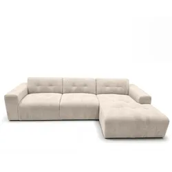 ECKSOFA L Form Corlu Creme 310/165/78 cm – stilvolle kleine Eckcouch Rechts