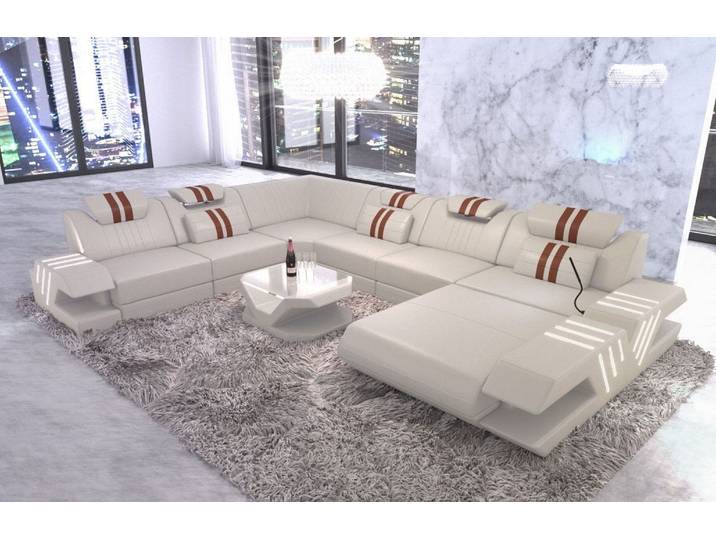 XXL Wohnlandschaft Mega Venedig U-Form aus Leder