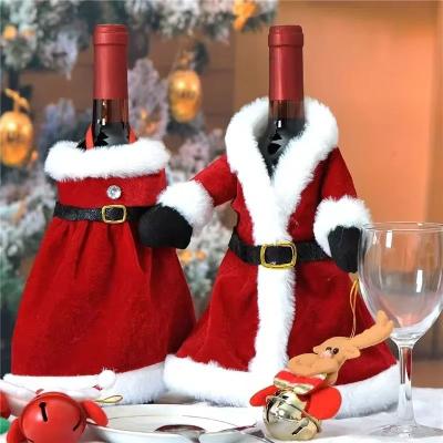 Uplifted Finds Creative Christmas Wine Bottle Dress Set Golden Velvet Santa Snowman Bottle Covers Holiday Table Decor b